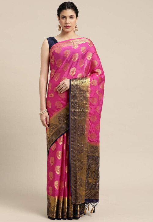 woven mysore silk saree in fuchsia v1 snga4761