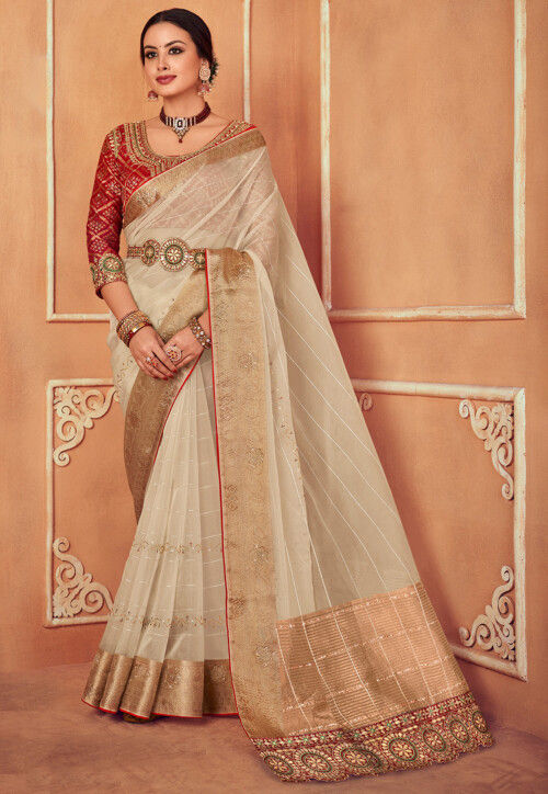 Buy Wedding Wear Organza Sarees Online for Women in USA