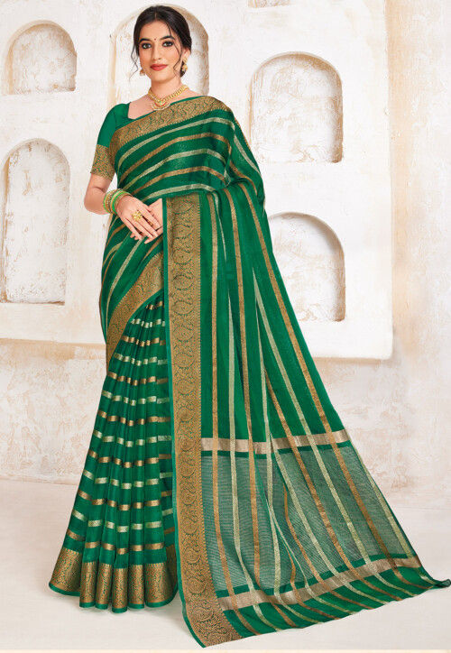 Buy Stylish Green Organza Sarees Collection At Best Prices Online