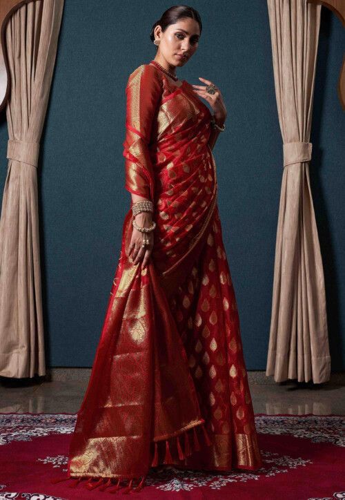 Buy Red Organza Saree online-Karagiri – Karagiri Global