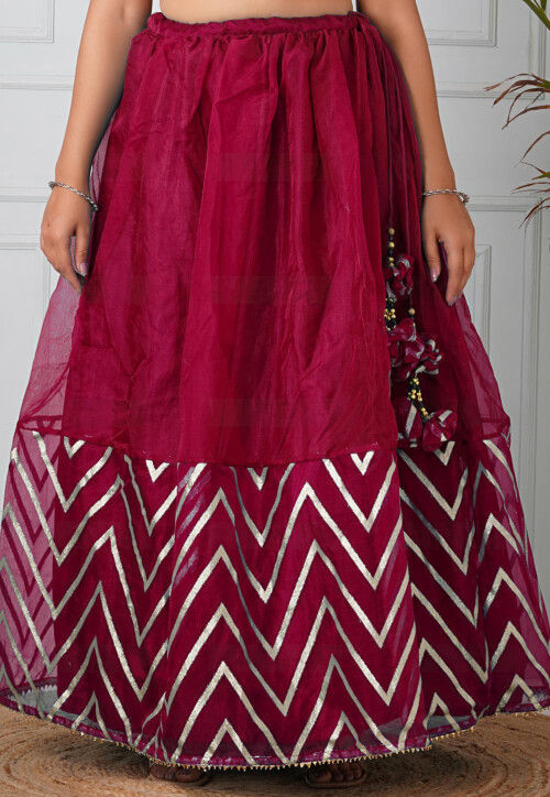 Woven Organza Skirt in Magenta