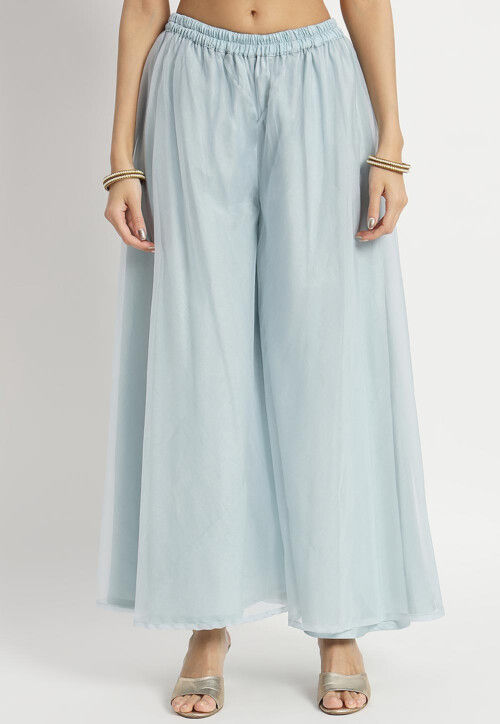 Woven Organza Top Set in Sky Blue