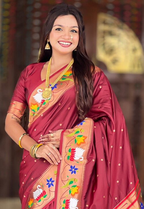 Paithani Saree in Maroon