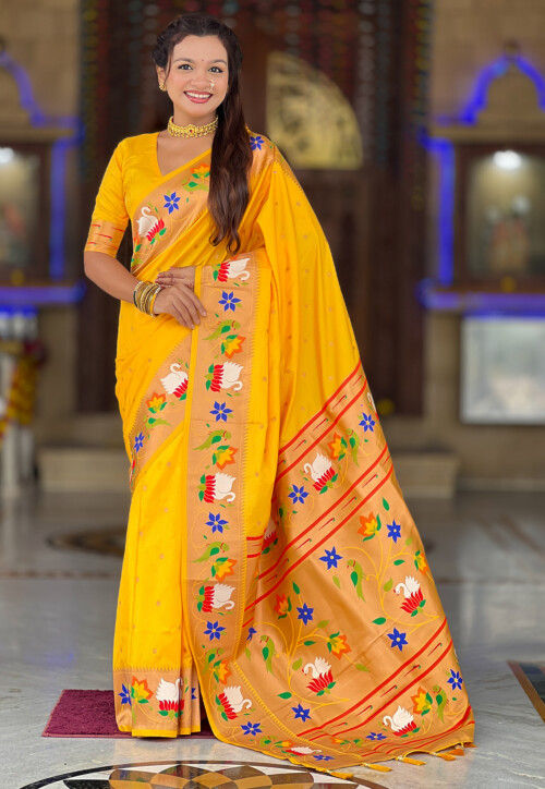 Paithani Saree in Yellow