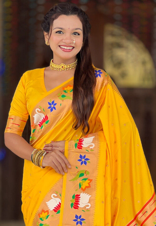 Paithani Saree in Yellow