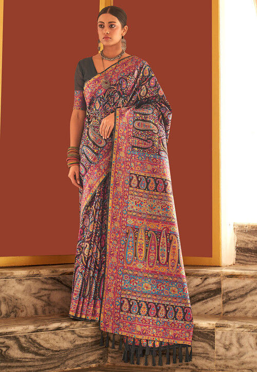 Buy Grey Weaving Printed Pashmina Silk Saree Online - SALV2510 | Appelle  Fashion