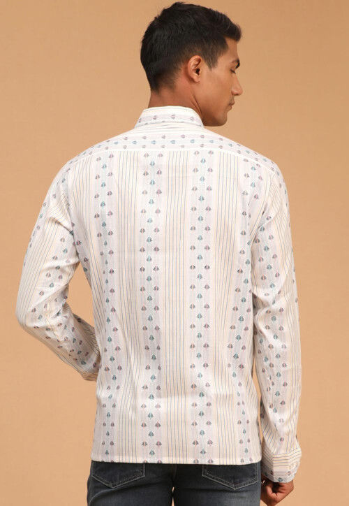 Lavander and White Textured Jacquard Weave Classic Custom Shirt main image 1