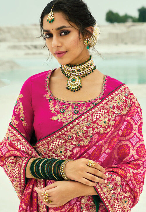 Woven Pure Georgette Jacquard Saree in Pink