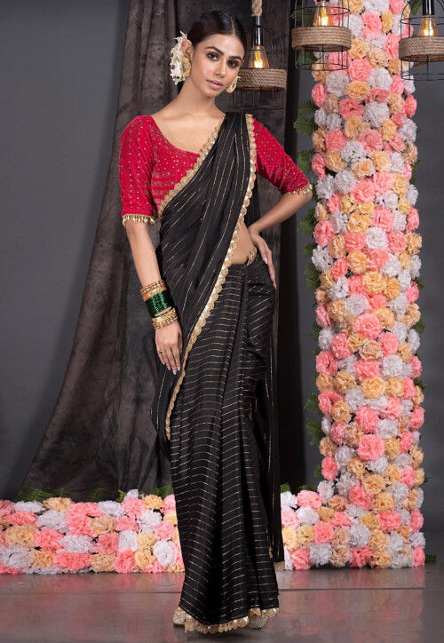 Woven Pure Georgette Saree in Black
