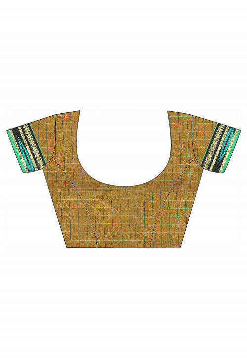 Woven South Cotton Saree in Dark Beige