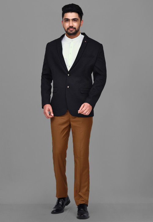 Black Velour Tuxedo Blazer Trouser With Satin Lapel – Tumuh