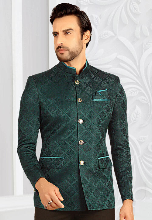 Elegant Green Velvet Jodhpuri Suit Online | Bagtesh Fashion