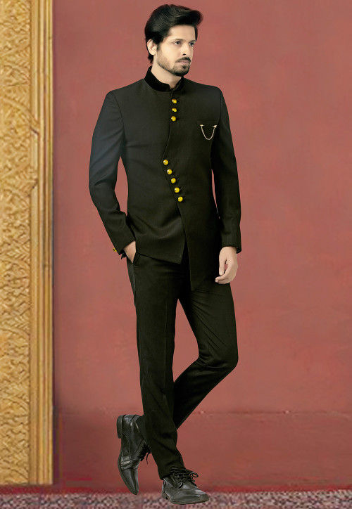 Woven Terry Rayon Jodhpuri Suit in 