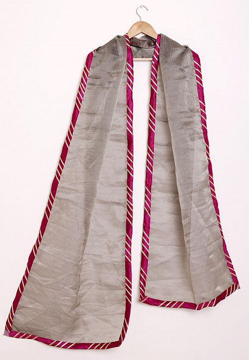 Woven Tissue Jacquard Dupatta in Grey