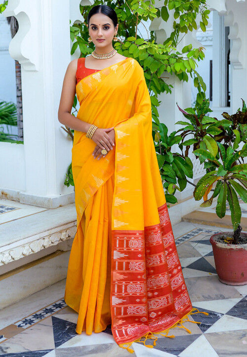 Woven Tussar Silk Saree in Yellow