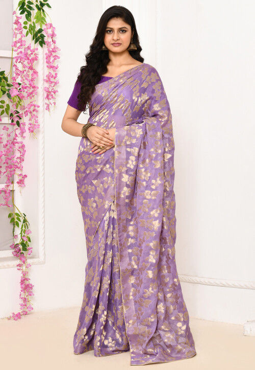 Woven Uppada Silk Saree in Light Purple