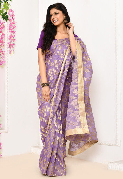 Woven Uppada Silk Saree in Light Purple