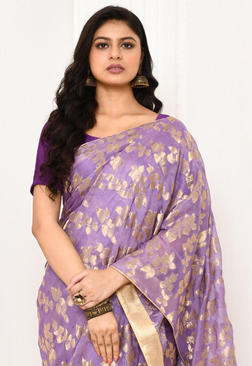 Woven Uppada Silk Saree in Light Purple