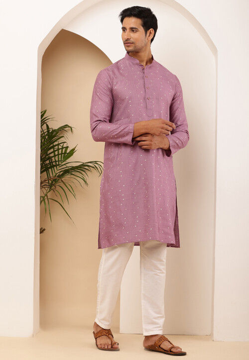 Woven Viscose Rayon Kurta Set in Dusty Purple