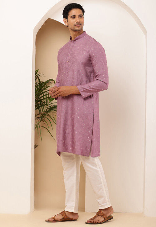 Woven Viscose Rayon Kurta Set in Dusty Purple