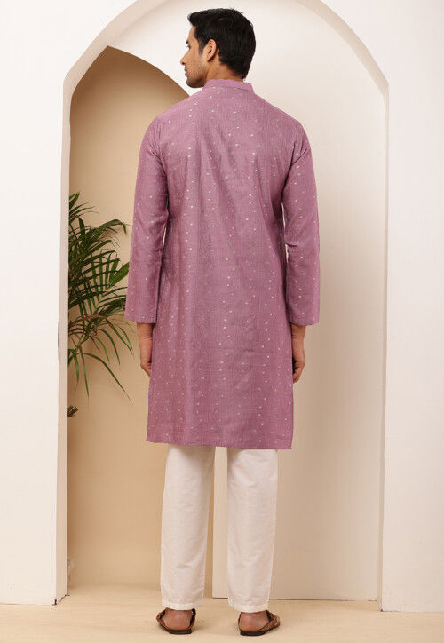 Woven Viscose Rayon Kurta Set in Dusty Purple