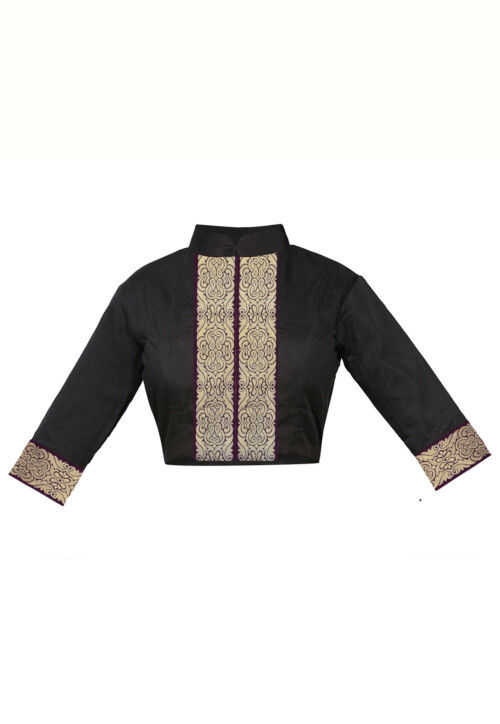 Zari Woven Chanderi Blouse in Black