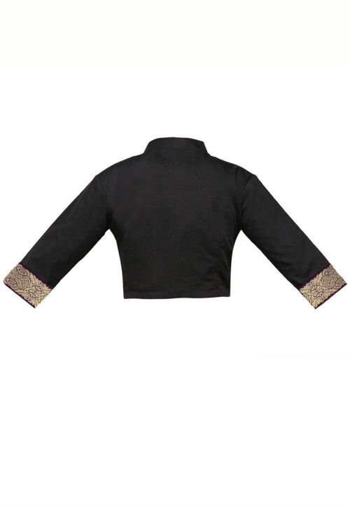 Zari Woven Chanderi Blouse in Black