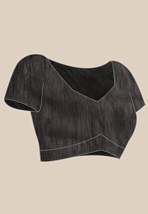 Accordion Pleated Polyester Saree in Black