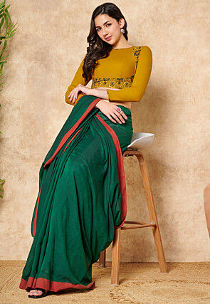 Ajrakh Printed Cotton Blouse in Mustard