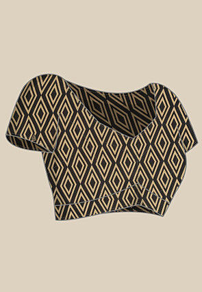 Ajrakh Printed Cotton Saree in Red and Grey