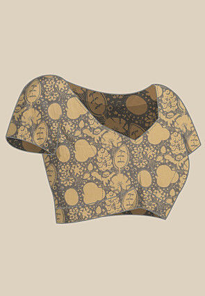 Ajrakh Printed Cotton Saree in Red and Grey