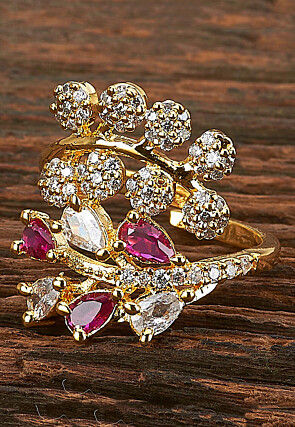 American Diamond Studded Adjustable Ring