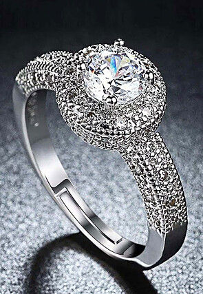 American Diamond Studded Adjustable Ring