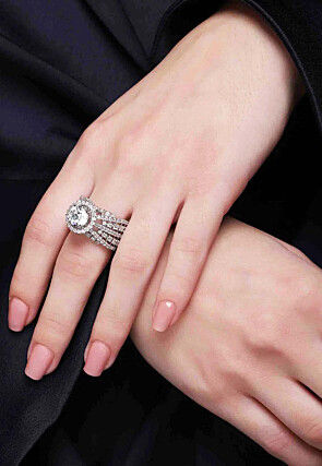 American Diamond Studded Adjustable Ring