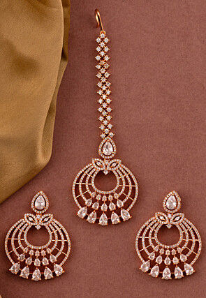 American Diamond Studded Chandbali Earrings Set