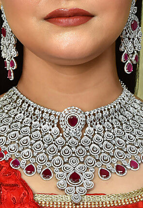 American Diamond Studded Choker Necklace Set