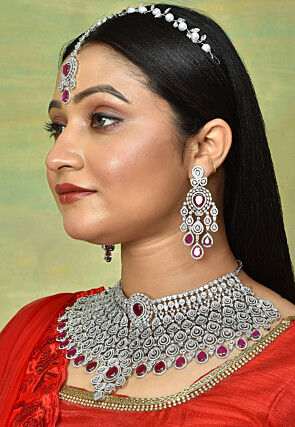 American Diamond Studded Choker Necklace Set