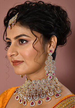 American Diamond Studded Choker Necklace Set