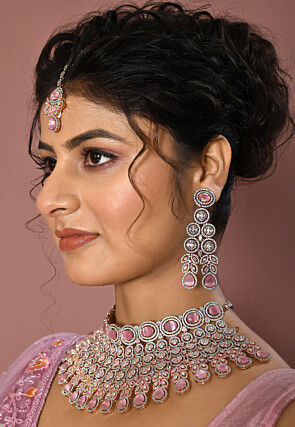 American Diamond Studded Choker Necklace Set