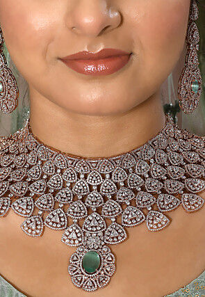 American Diamond Studded Choker Necklace Set