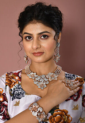 American Diamond Studded Choker Necklace Set