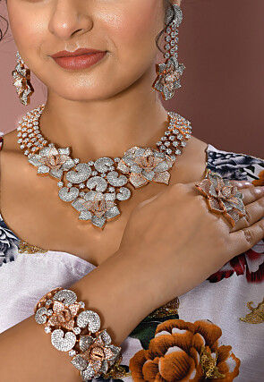 American Diamond Studded Choker Necklace Set