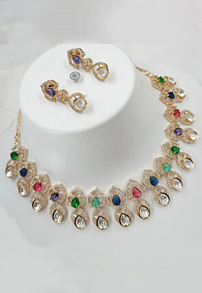 American Diamond Studded Choker Necklace Set