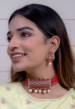 American Diamond Studded Choker Necklace Set
