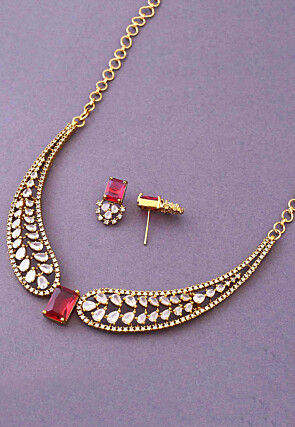 American Diamond Studded Choker Necklace Set