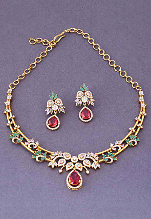 American Diamond Studded Choker Necklace Set