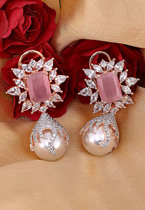Pink Earrings Buy Trendy Designs of Earrings Online For Women Utsav Fashion