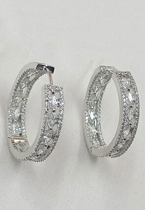 American Diamond Studded Hoop Earrings