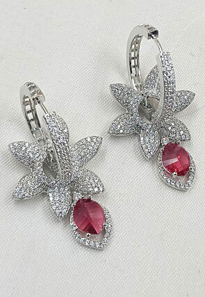 American Diamond Studded Hoop Earrings