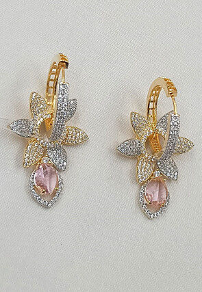 American Diamond Studded Hoop Earrings